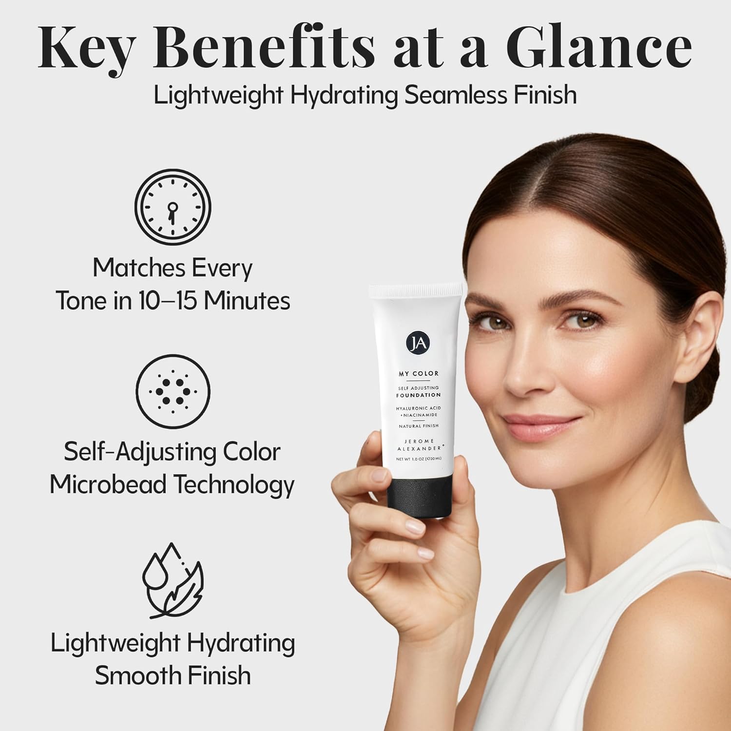 Thumbnail 4 de Jerome Alexander My Color Self-Adjusting Foundation (Medium) with Kabuki Brush, Hydrating & Lightweight Face Makeup