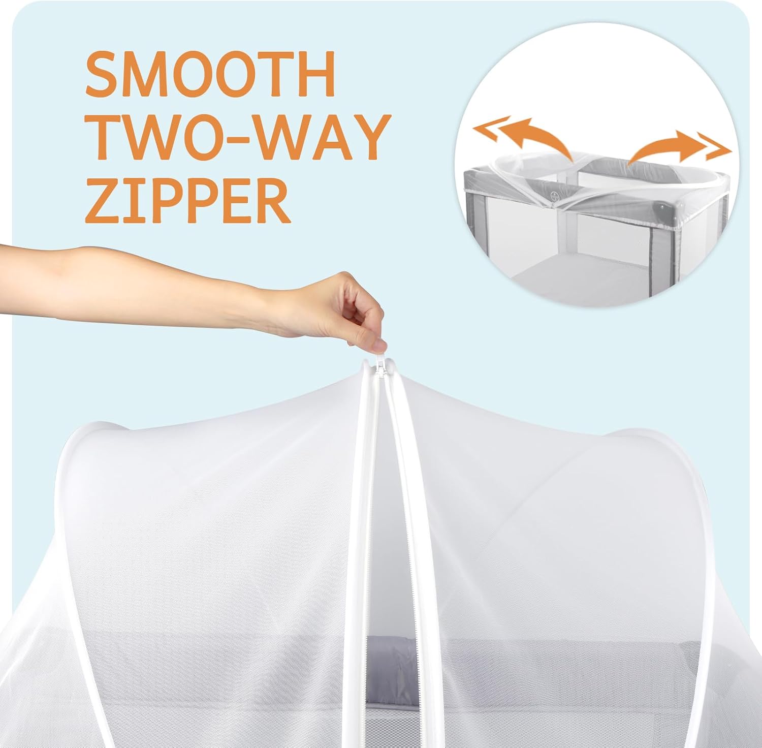Detalle 2 de BEBONO Pack and Play Mosquito Net Cover with 2-Way Zipper