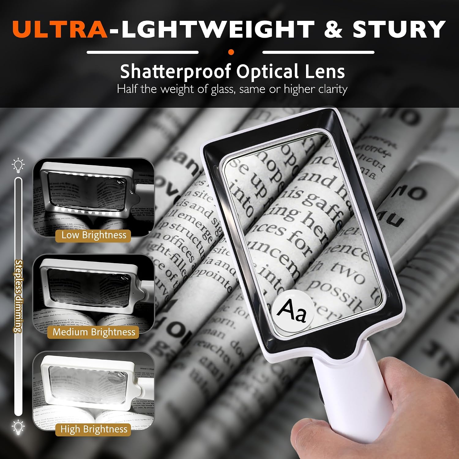 Thumbnail 2 de Overcome Magnifying Glass with Light by Overcomo — Dual 2-Lens, 20 LED Stepless Dimming for Low Vision