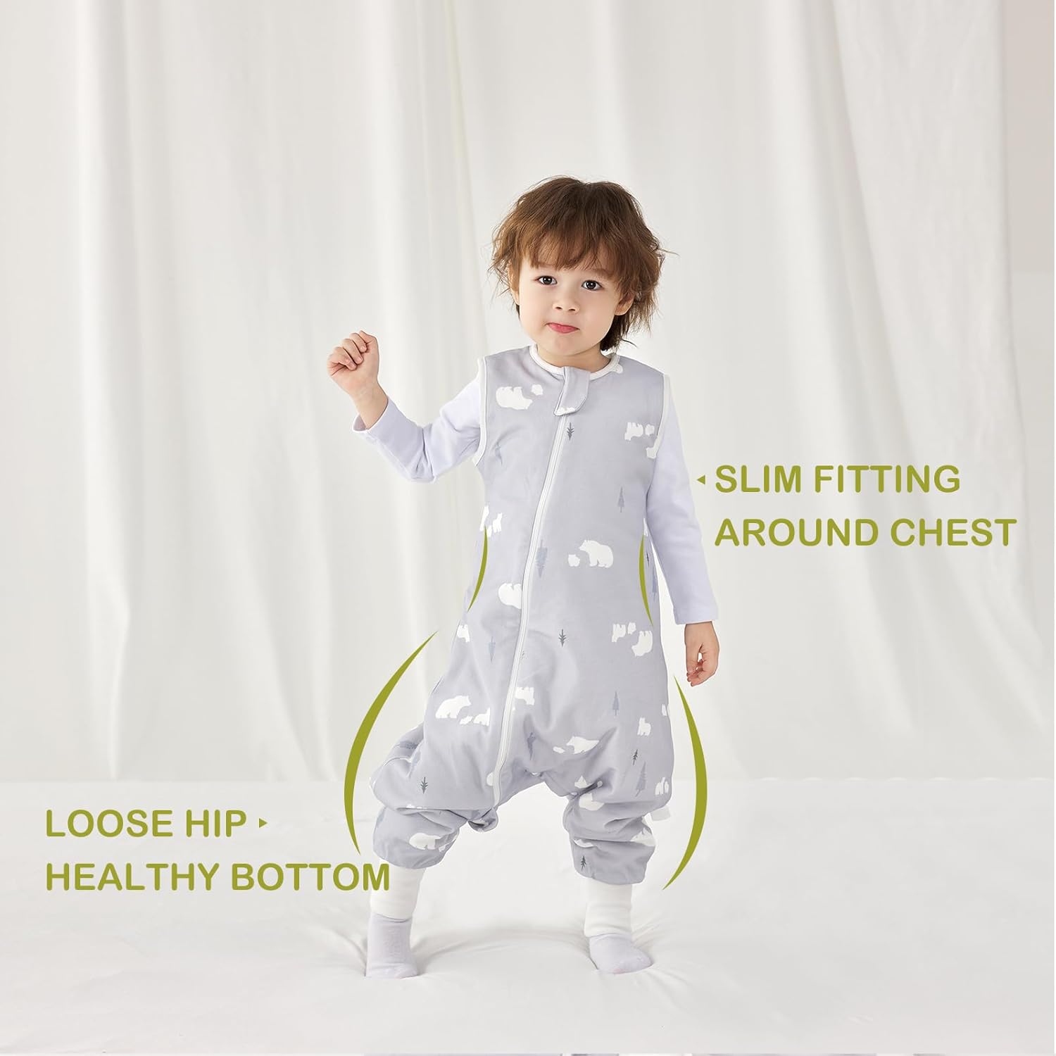 Detalle de Nivolltha 100% Cotton Soft Baby Sleeping Bag with Feet (1.5 TOG) – Size S