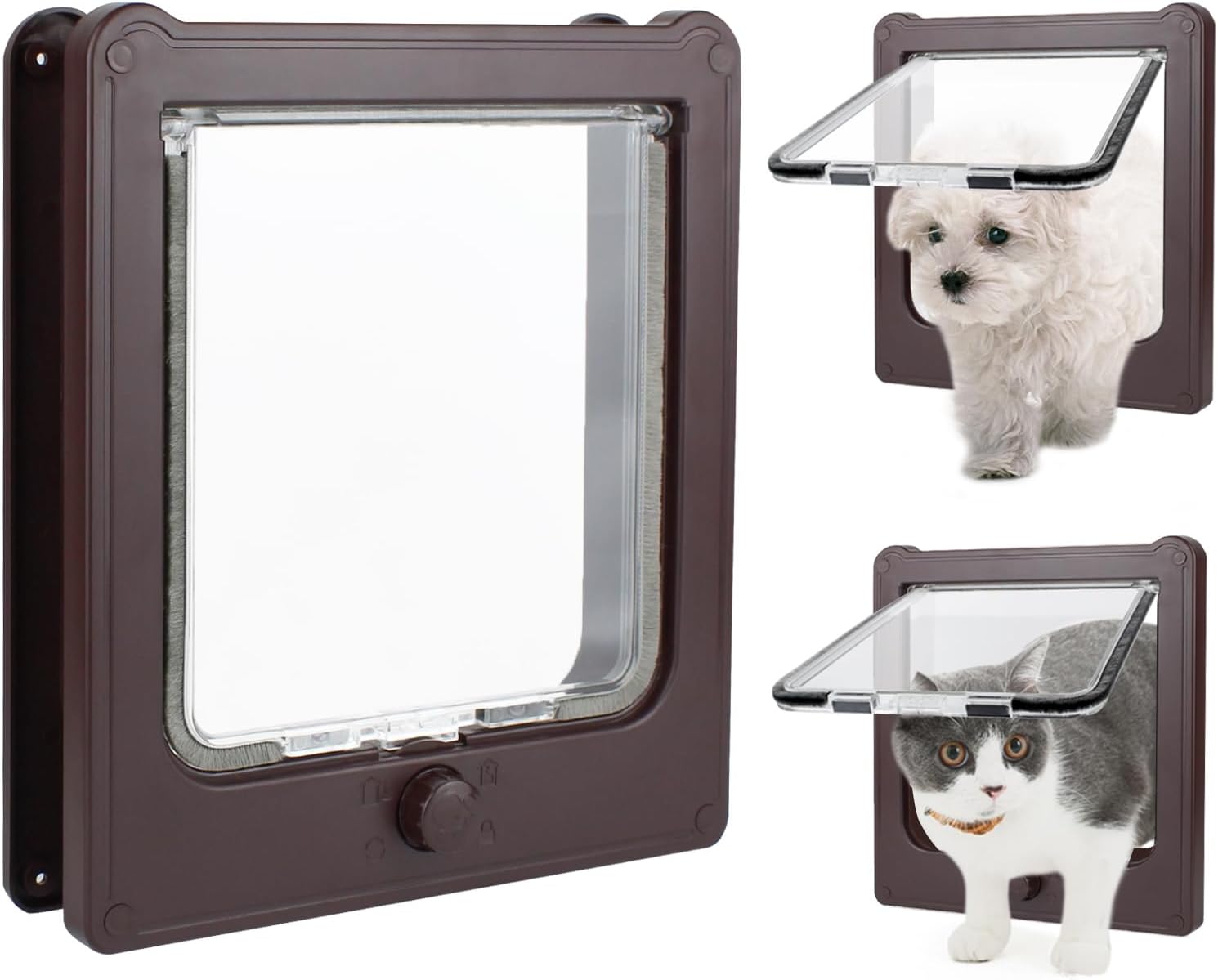 Detalle de PETLESO Large Cat Flap for Wooden/UPVC/Interior Doors (9.25" x 10.8"), 4-Way Locking