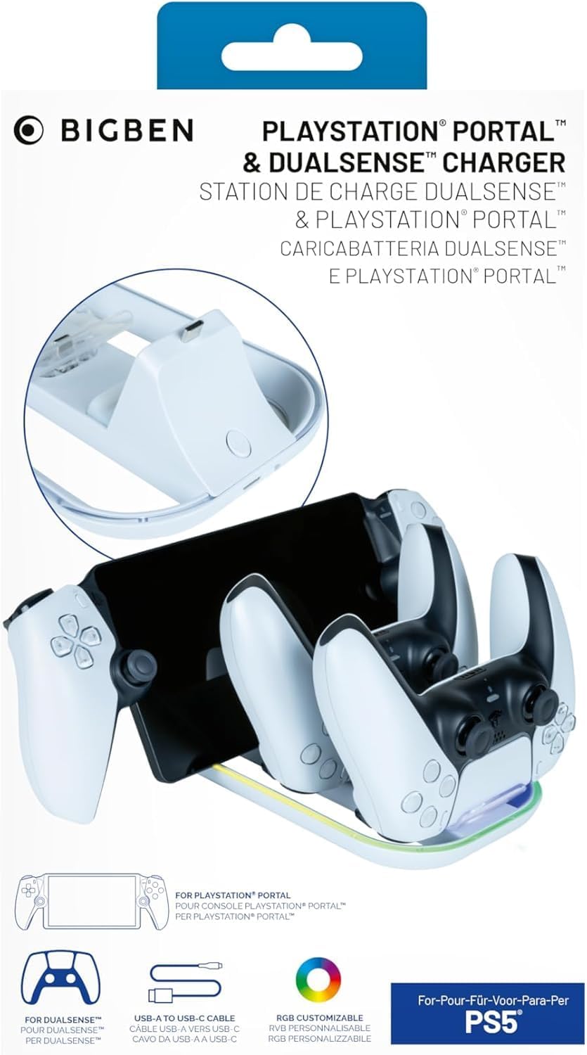 Thumbnail 1 de Socle de charge Nacon pour 2 manettes PS5 et PlayStation Portal : éclairage RVB et LED de statut