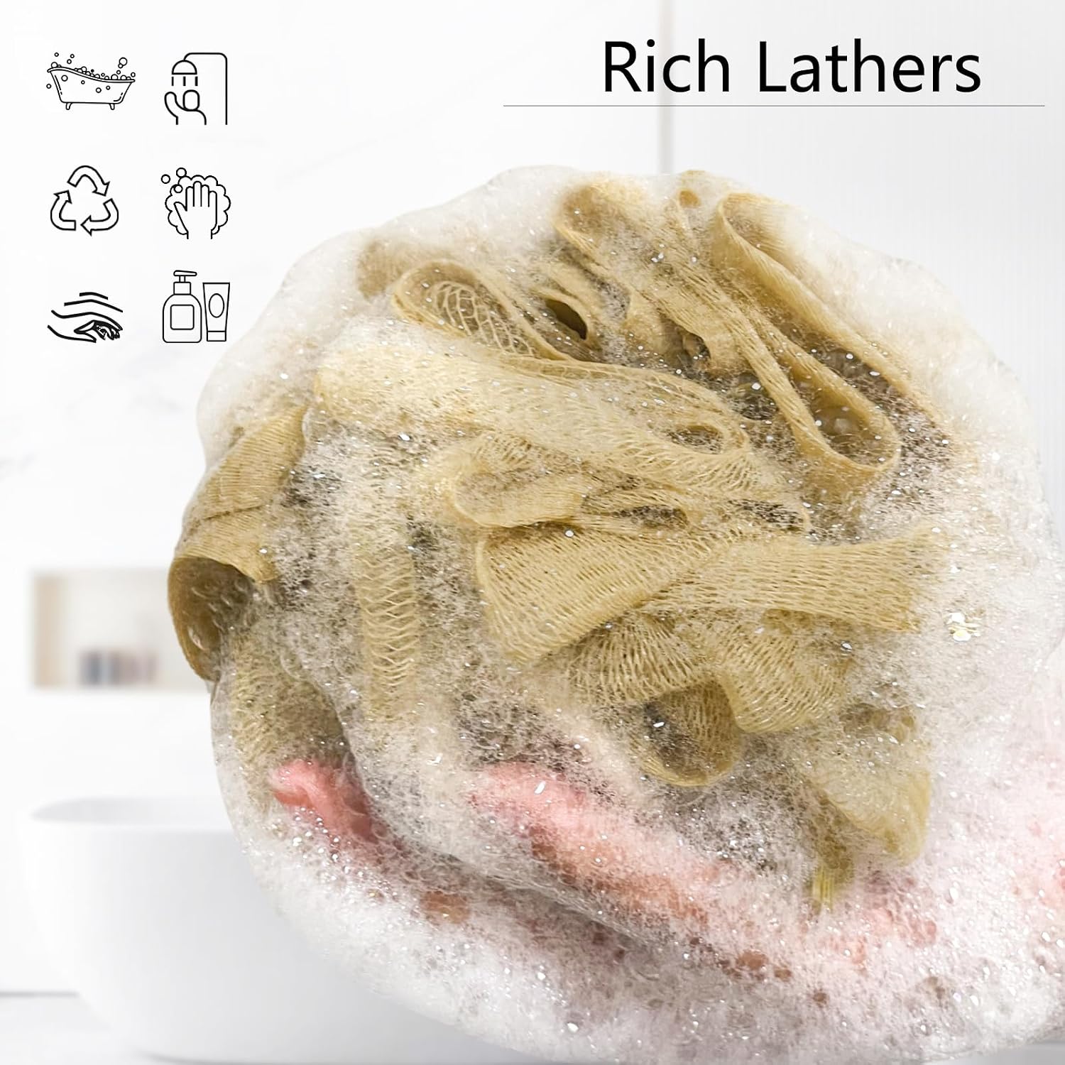 Detalle de Yoget 4 Pack Shower Loofah Sponge (60G Bath Sponges) for Exfoliating, Cleansing & Smoother Skin