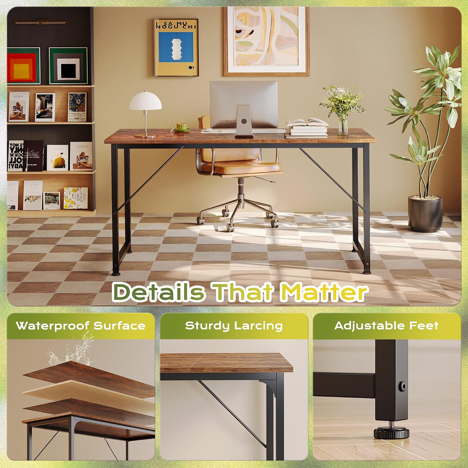 Thumbnail 5 de PRAISUN 55 Inch Computer Desk: A Versatile Home Office & Gaming Table