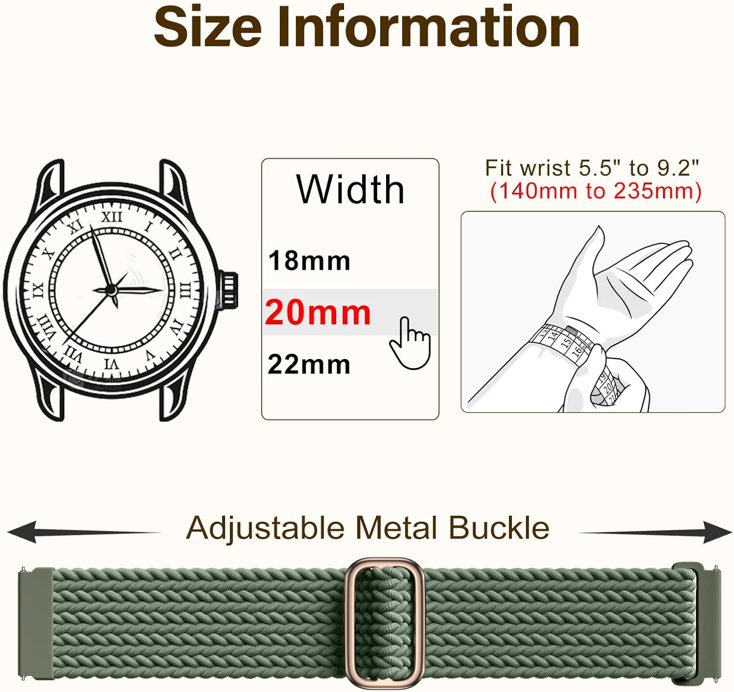 Thumbnail 1 de Epova 20mm Braided Watch Strap – Compatible with Garmin and Galaxy Watches