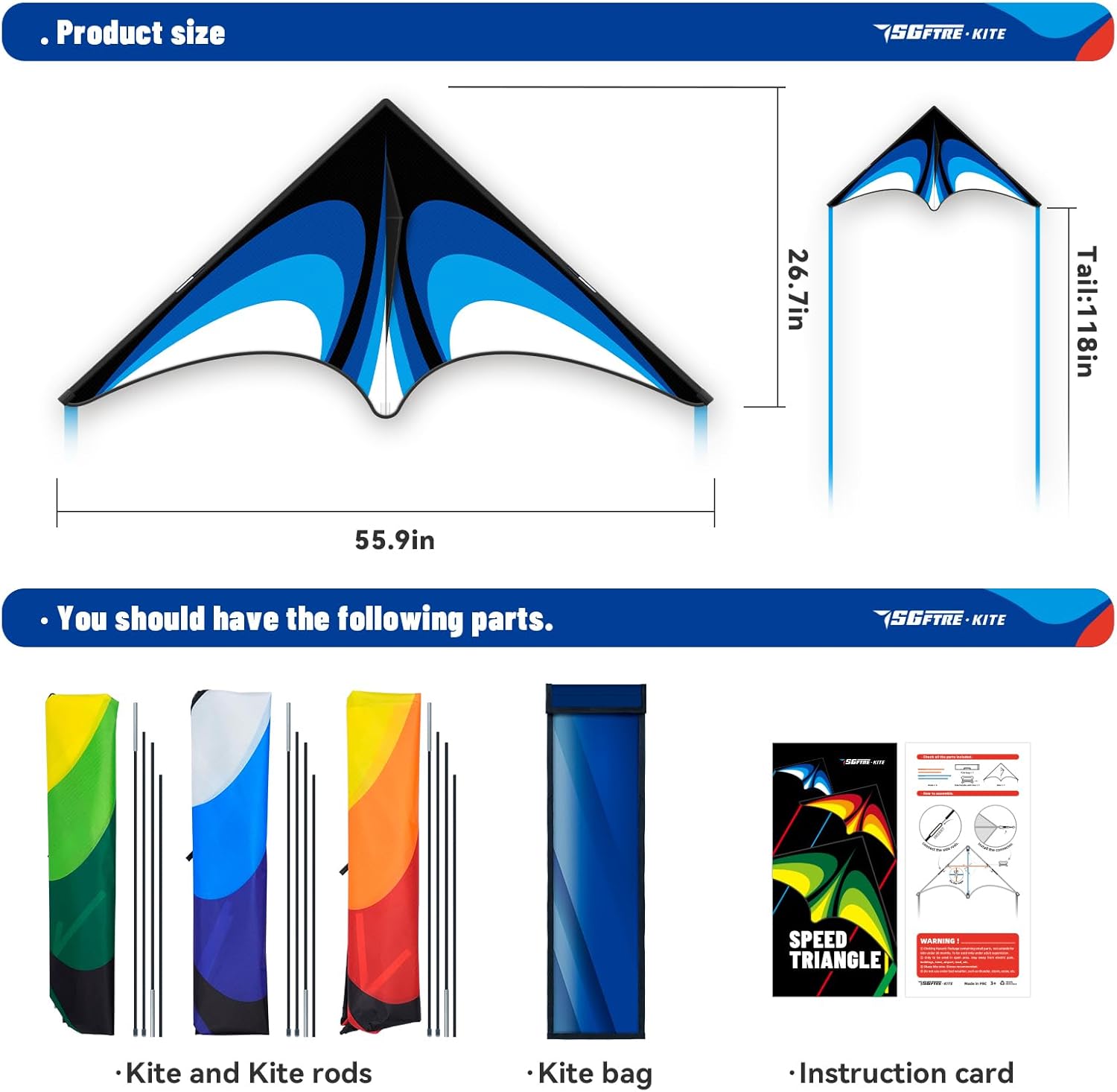 Thumbnail 4 de Delta Kite Set for Kids and Adults — Easy Launch Delta Kite, Perfect for Beaches and Parks