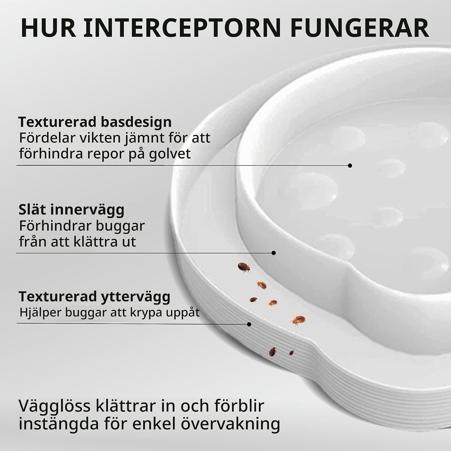 Detalle de ASPECTEK HR2931 vägglusfällor för sängben, 4-pack i plast