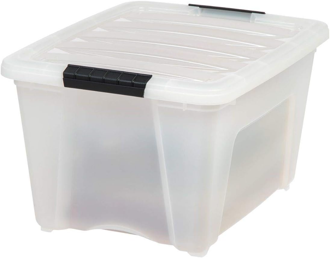 Thumbnail 3 de IRIS USA 32 Qt Stackable Plastic Storage Bins with Lids (6 Pack) - BPA-Free, Made in USA, Pearl