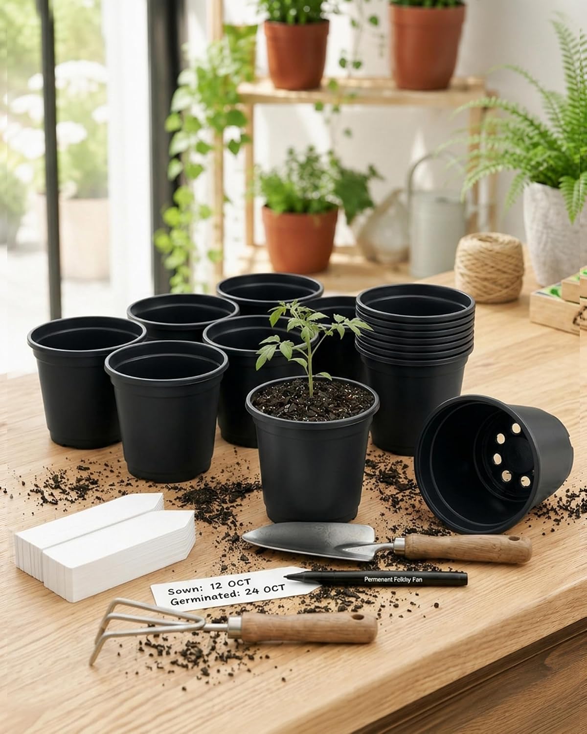 Detalle 2 de Bamworld 4-Inch Nursery Pots, 100-Pack with Drainage Holes