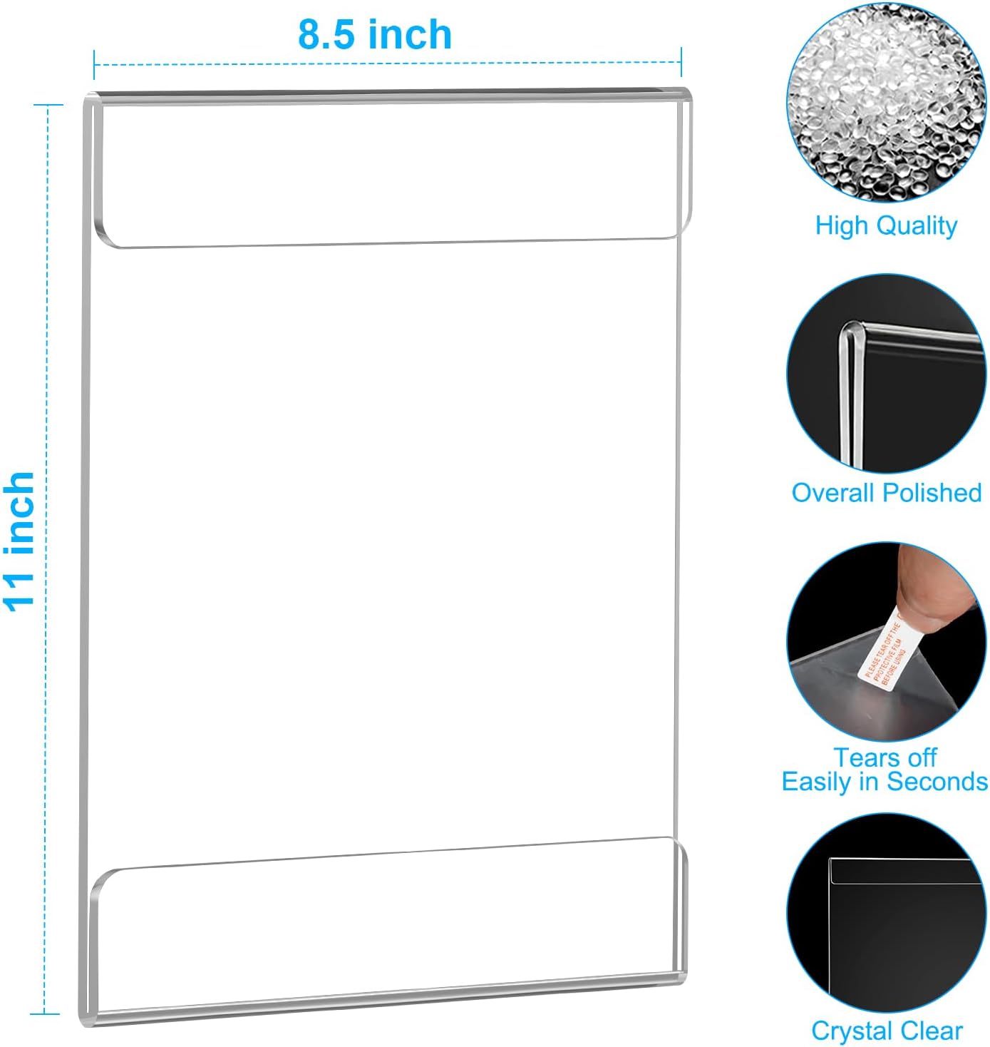 Detalle de EHWINE 3736 Acrylic Wall Sign Holders, 10 Pack, Clear, with Adhesive Tape
