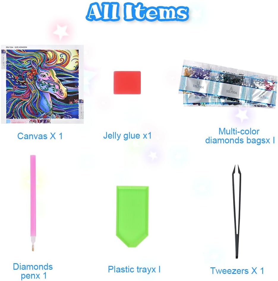 Thumbnail 6 de Kit Diamond Painting AUAUY 5D fai da te con unicorno 40 x 40 cm