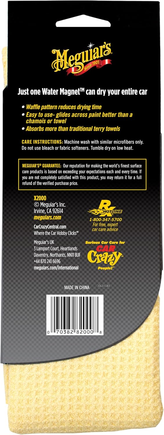 Detalle 2 de Meguiar’s Water Magnet Microfiber Drying Towel (22" x 30"), Super Plush Scratch-Free Car Drying Towel, 1 Pack