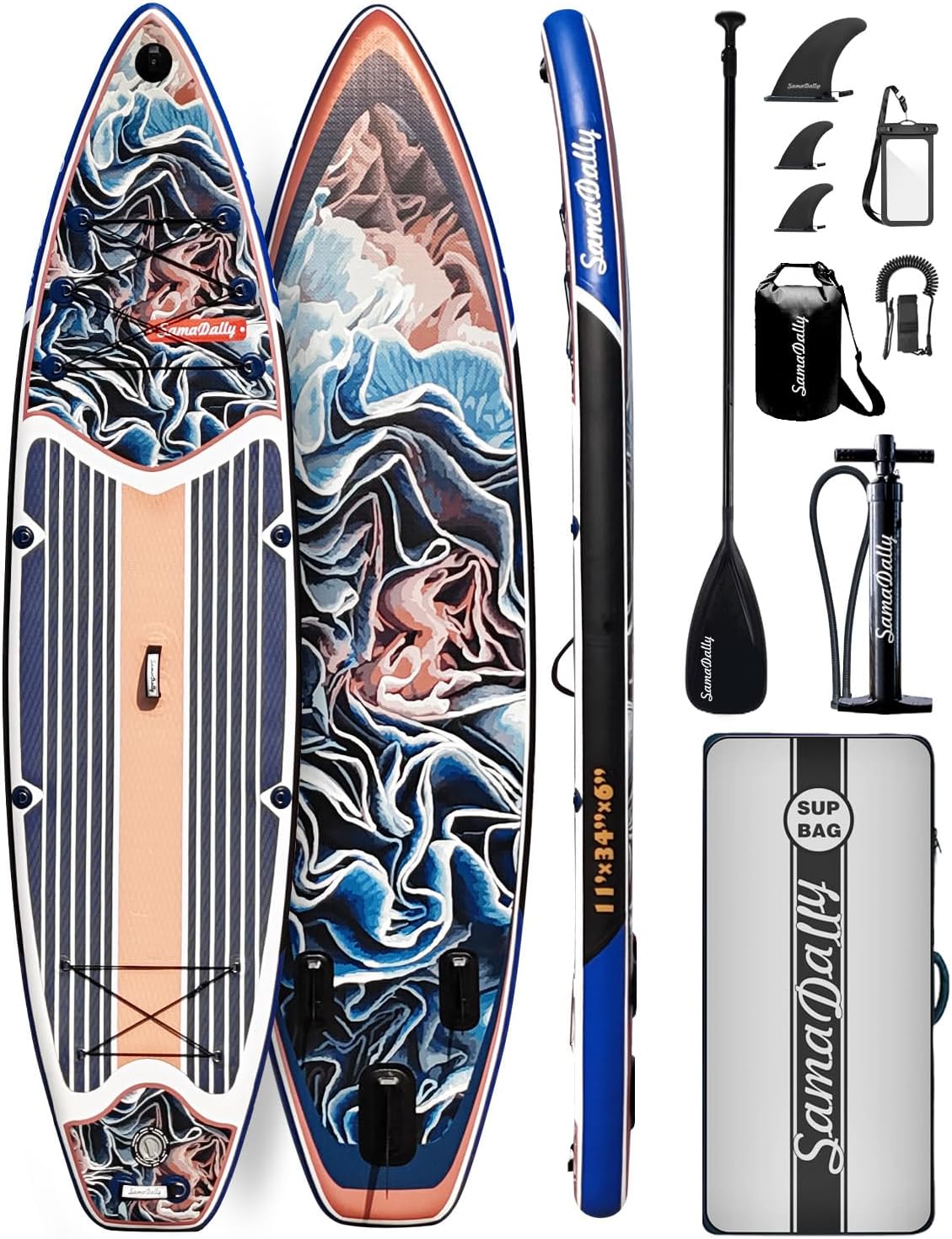Detalle de SamaDally Inflatable Stand Up Paddle Board — Ultra Stable Wide Design with Full Accessory Kit