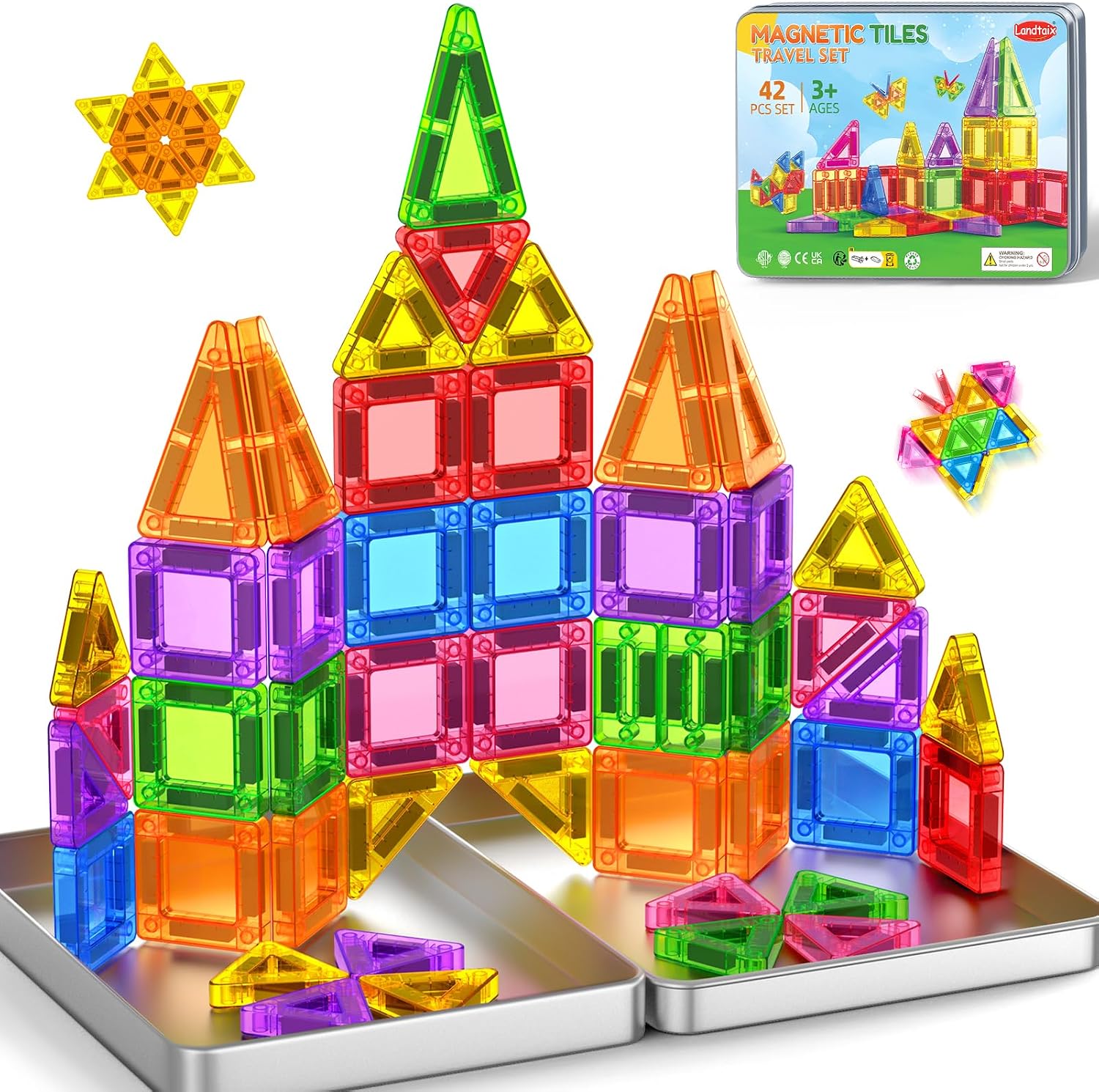 Detalle de Landtaix Magnetic Tile Set, 42 Pieces