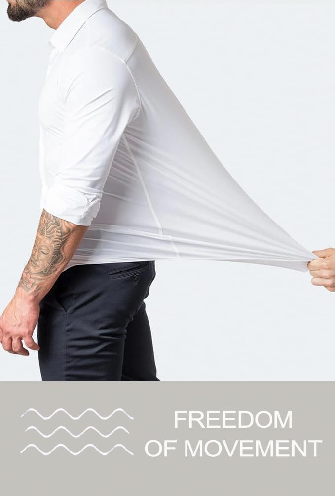 Detalle 2 de EOUOSS Men's Muscle Fit Dress Shirt