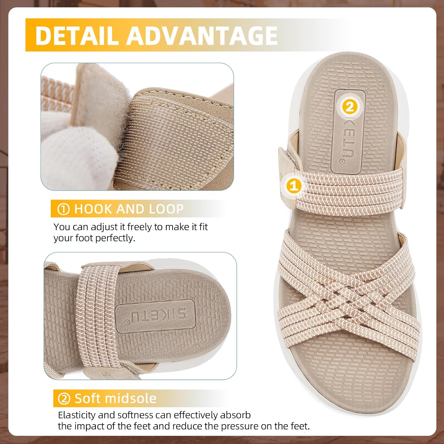 Thumbnail 4 de Acfoda damessandalen: lichte slip-ons met voetbed en antislipzool, maat 35-42
