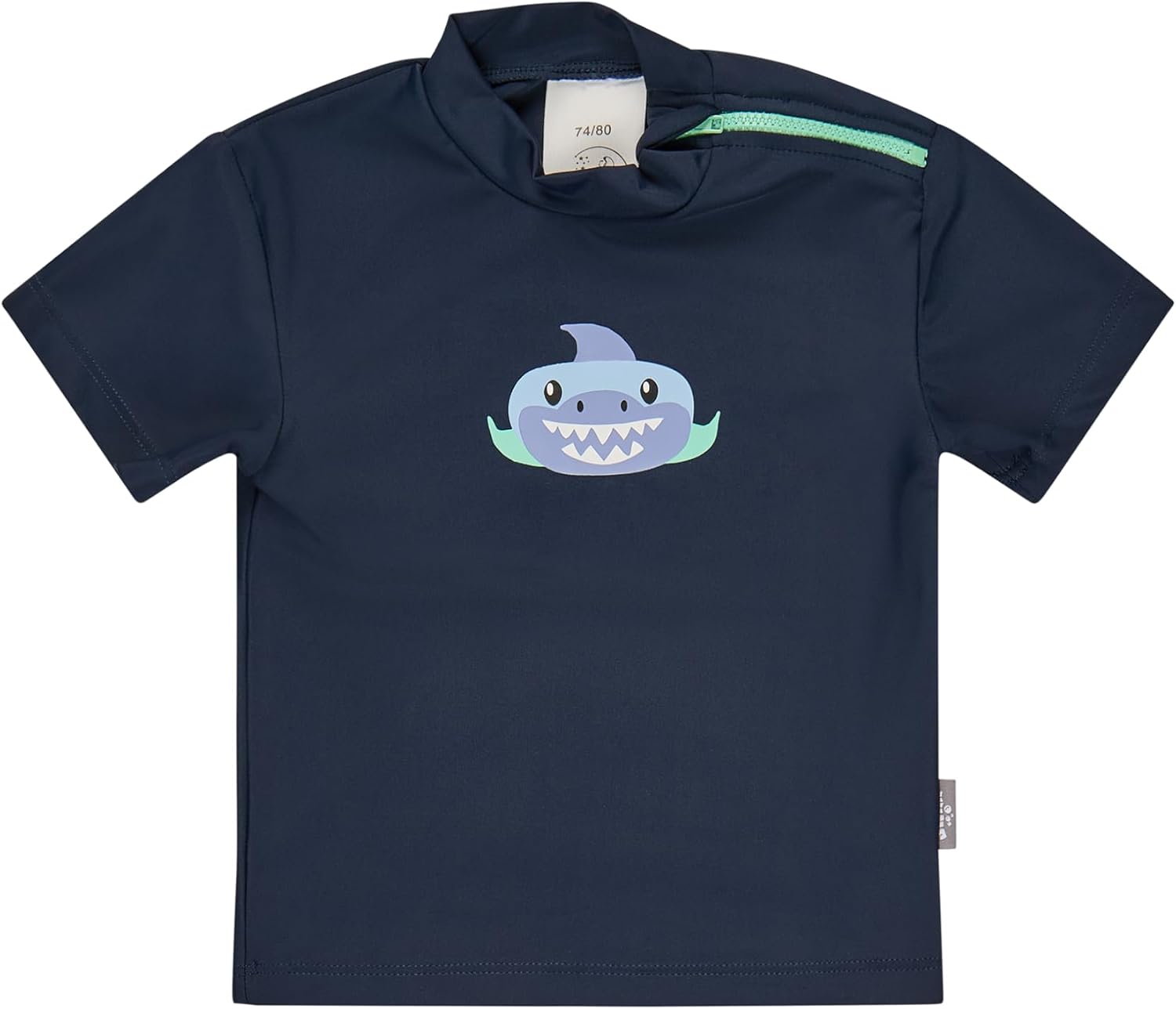 Detalle de Sterntaler Badeshirt Kurzarm Hai Print mit UV-Schutz 50+ – Jungen Schwimmshirt mit Stehkragen