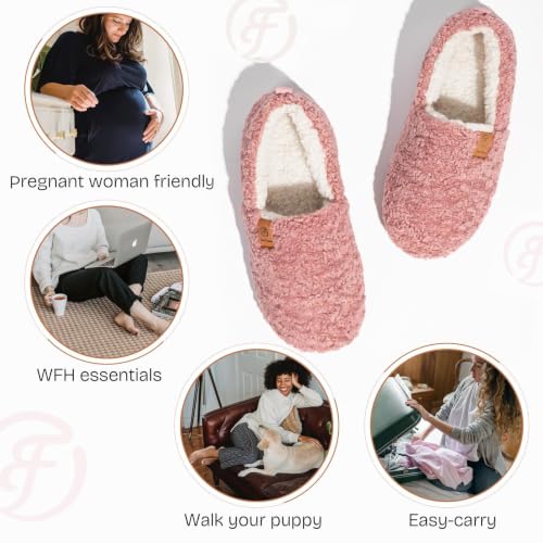 Detalle de EverFoams Women Faux Shearling Indoor Slippers (Pink, UK 7-8) – Comfort Meets Quiet Warmth