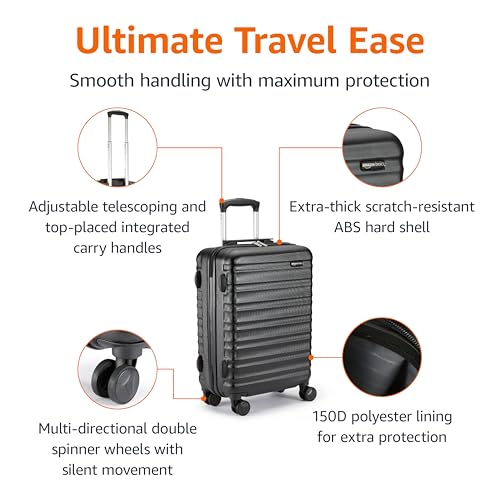 Detalle de Amazon Basics Hard Shell Cabin Suitcase (55 x 40 x 20 cm) – ABS, Scratch-Resistant & Lightweight