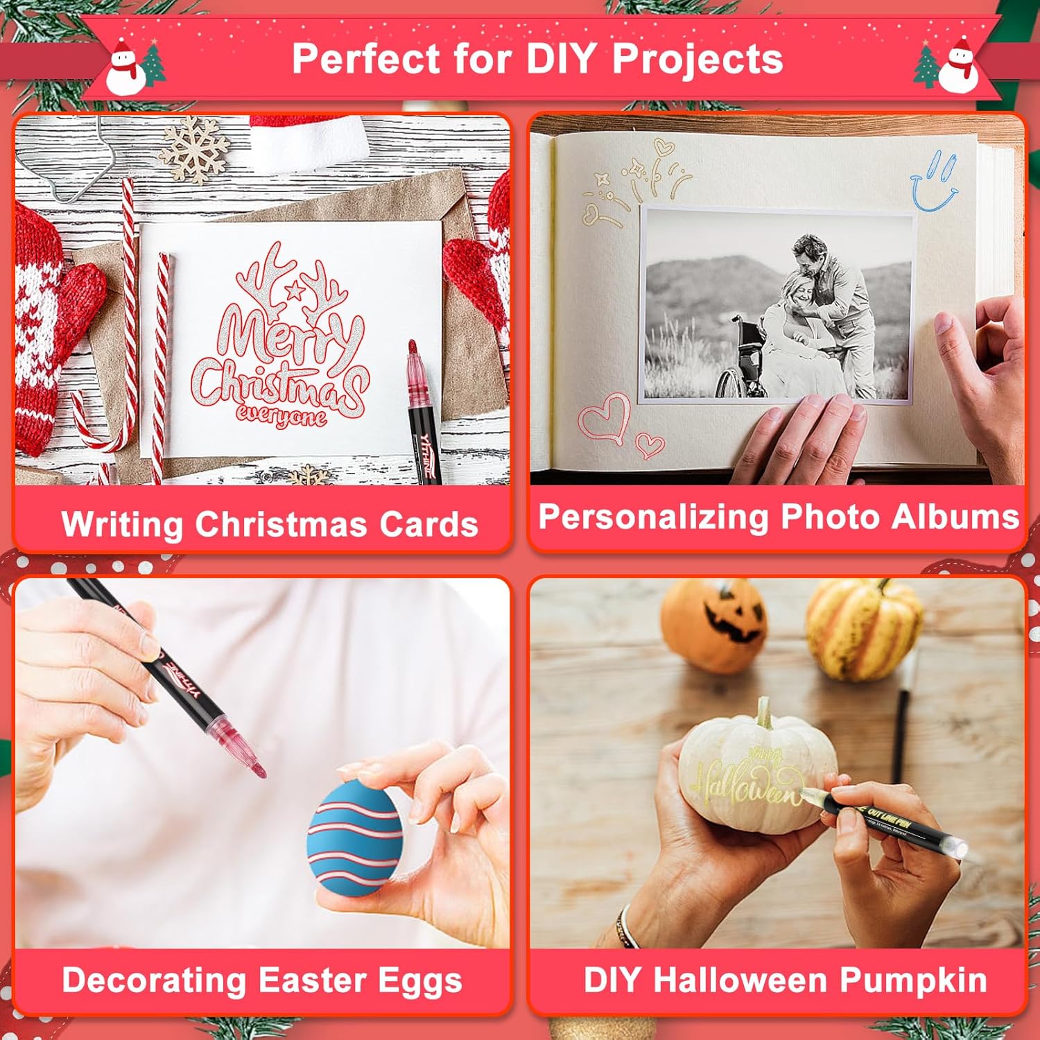 Thumbnail 4 de YITHINC Glitter Pens Outline Marker Pen – 12 Sparkle Metallic Colouring Pens