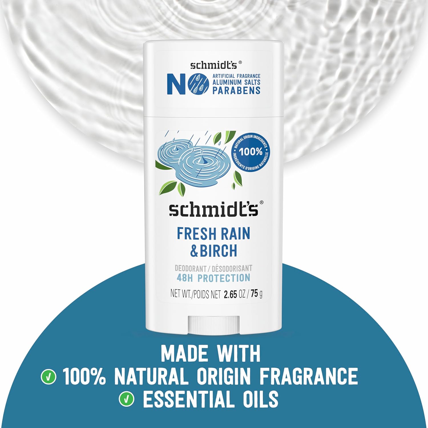 Detalle 2 de Schmidt's Aluminum-Free Vegan Deodorant Fresh Rain & Birch – 2.65 oz