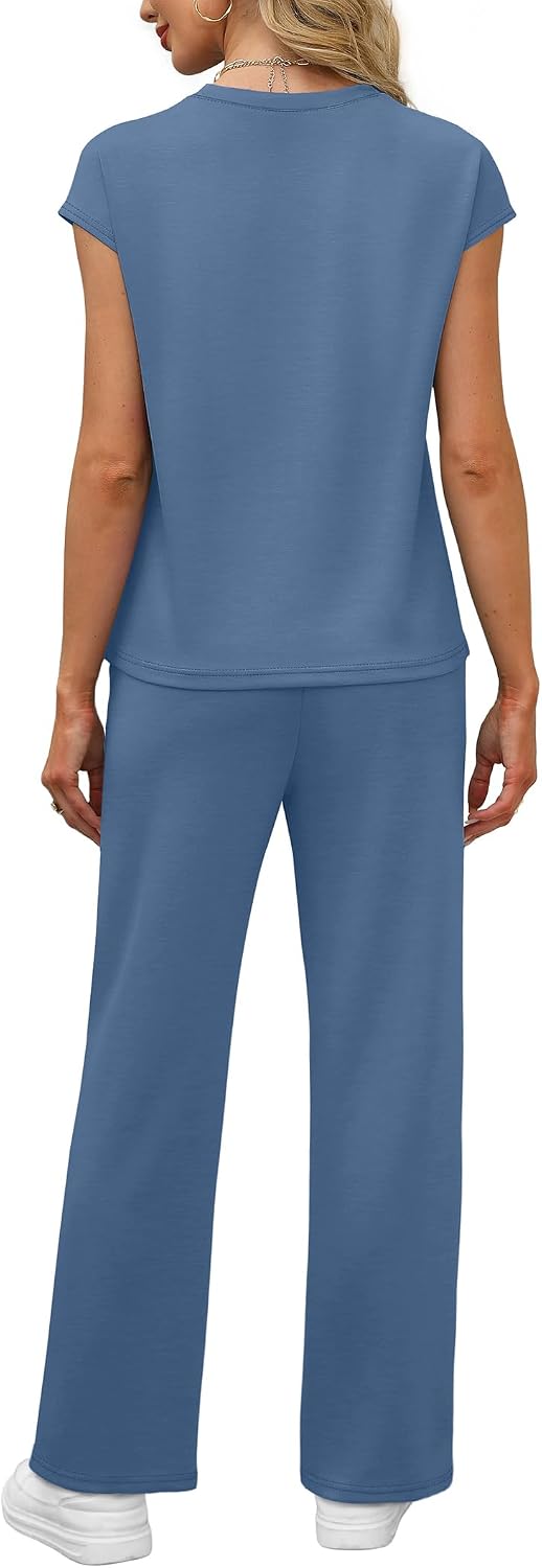 Detalle de WIHOLL 2 Piece Sets for Women: Lightweight Cap Sleeve Lounge Set