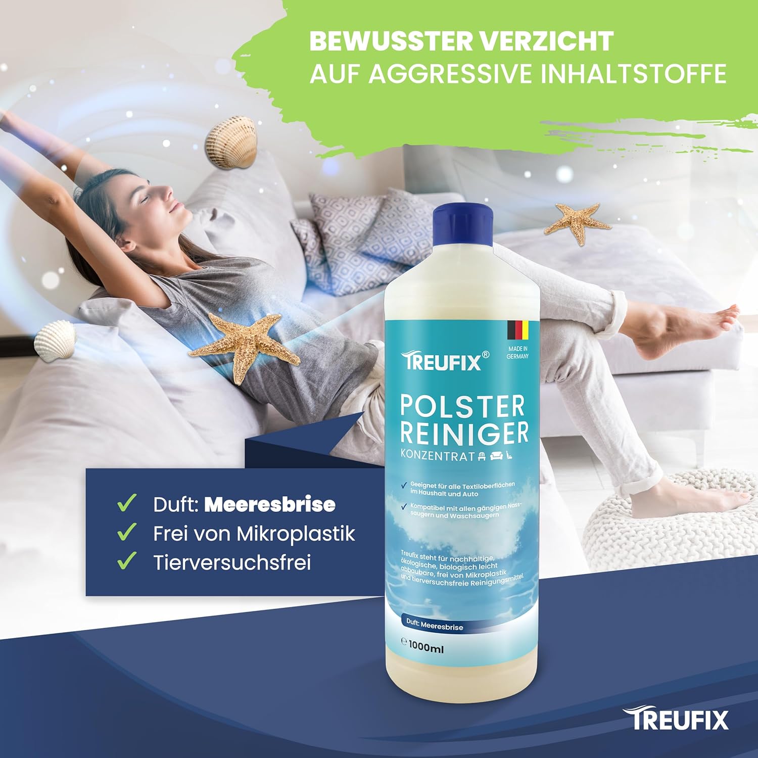 Thumbnail 1 de Treufix Polsterreiniger-Konzentrat für Sofa, Couch & Matratzen (1 L) – für Waschsauger, Nasssauger und Handreinigung