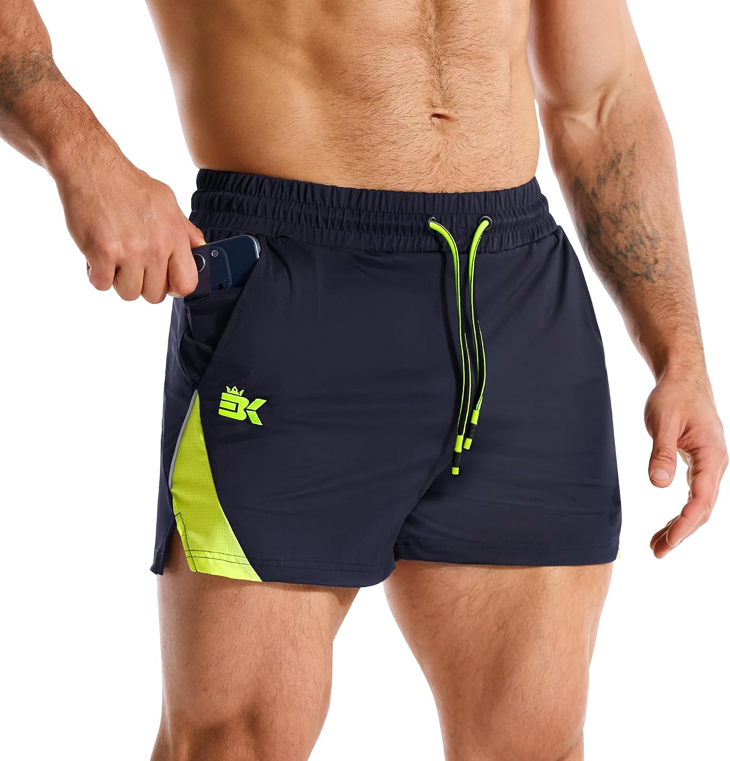 Detalle de BROKIG LightArmor Gym Running Shorts for Men with Zip Pockets