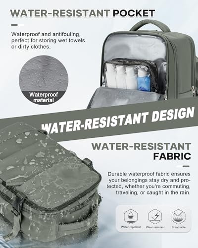 Thumbnail 4 de HPLQQ Mochila de cabina para avión 40x20x25 (Ryanair) con apertura 180° y compartimento para portátil — verde militar