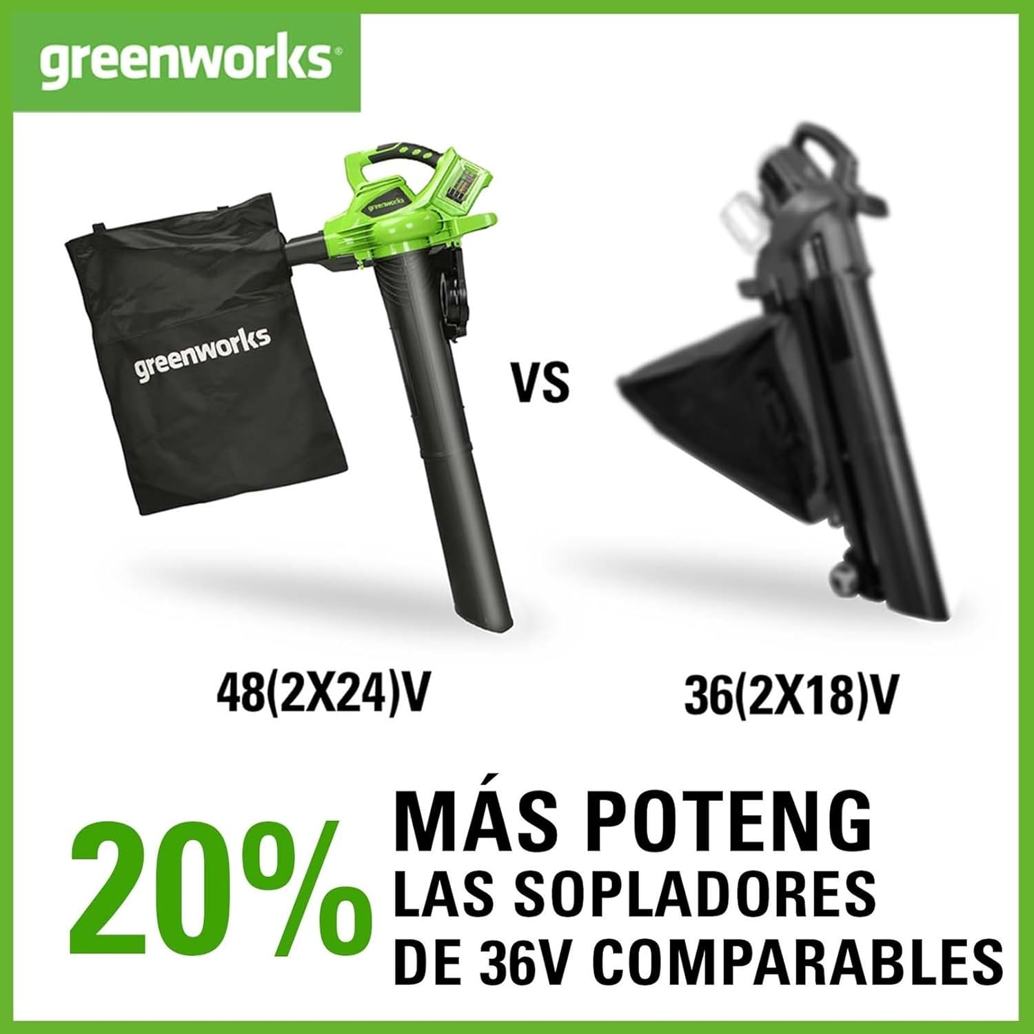 Thumbnail 2 de Greenworks GD24X2BV Soplador Aspirador 48V sin baterías