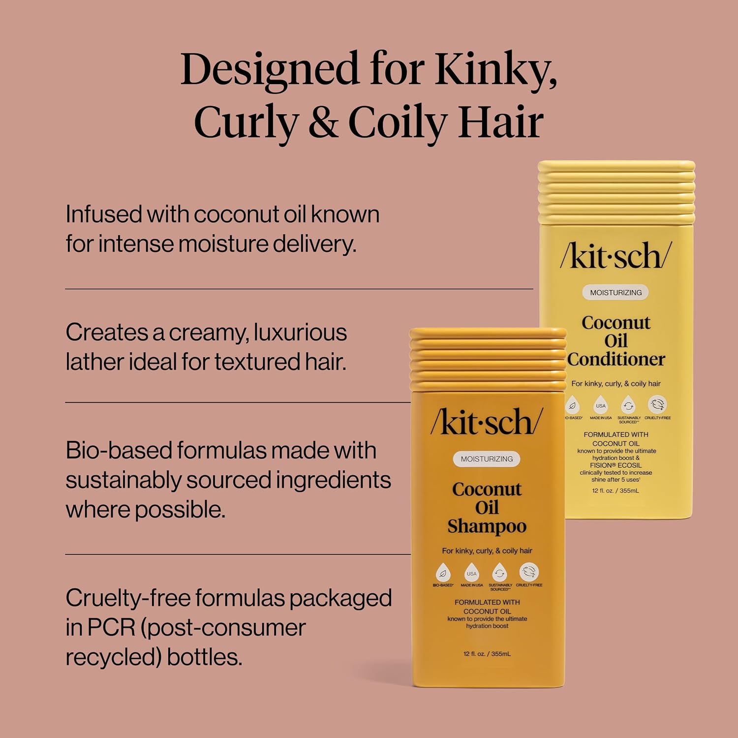 Thumbnail 2 de Kitsch Coconut Oil Shampoo and Conditioner Set – Moisturizing Hair Care for Dry, Curly, and Coily Hair