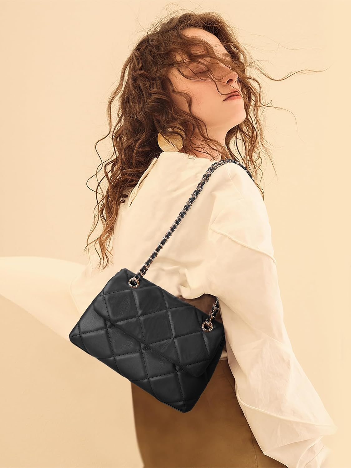 Thumbnail 1 de Gladdon Sac à bandoulière Matelassé Diamant pour Femme en Cuir végétalien texturé