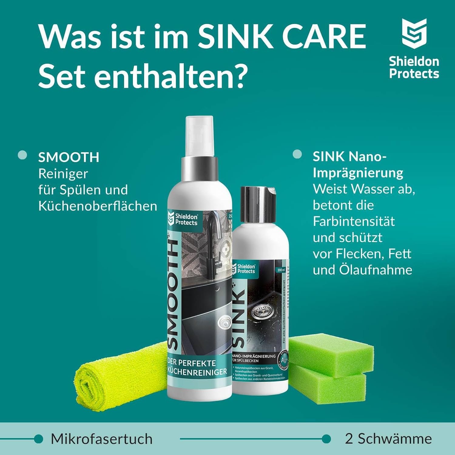 Thumbnail 5 de Shieldon Protects 2er Set Reiniger (250 ml) & Imprägniermittel (200 ml) für Granitspülen