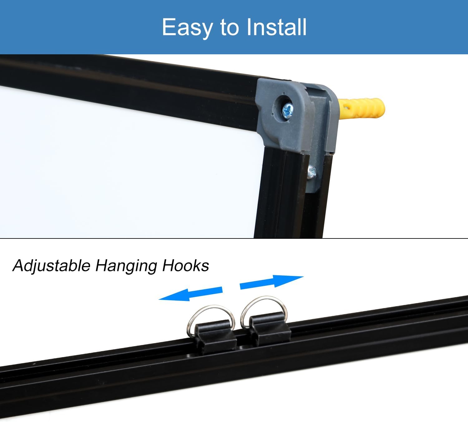 Detalle de XIWODE Magnetic Dry Erase Board (90 x 60cm) with Black Aluminium Frame