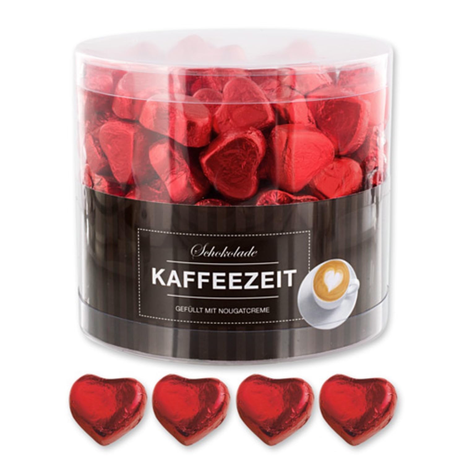 Detalle de Günthart 150 Stück rote Schokoladen Herzen mit Nougatfüllung – Nougatcreme, Kaffeezeit
