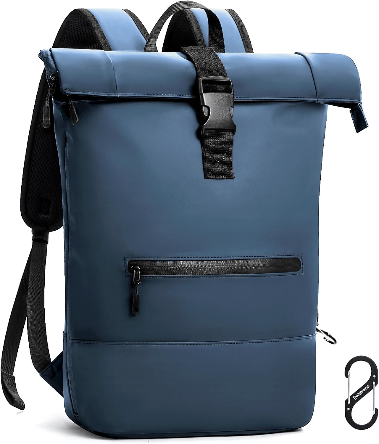 Detalle de Reiseresa Rolltop Rucksack – wasserdicht, 18–22L, Laptopfach 17" (Schwarz)