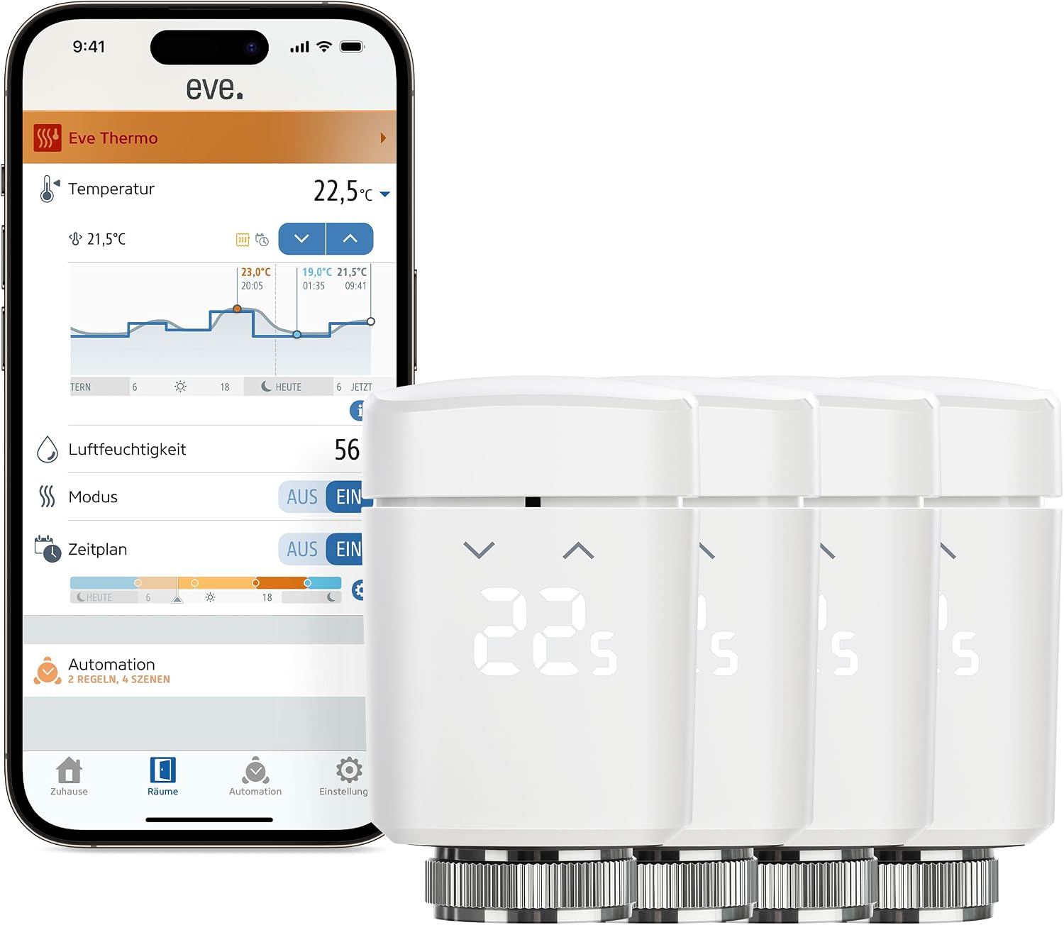 Detalle de Eve Thermo 4er Pack Heizkörperthermostate