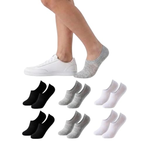 Detalle de Balseti 6 pares de calcetines invisibles para hombre y mujer – Pinkies de algodón transpirable (blanco, negro, gris, beige, azul)