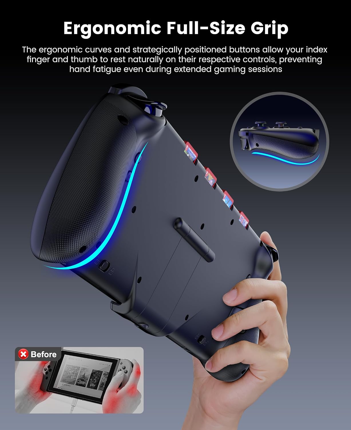 Detalle de Gammeefy Wireless Switch Controller with Hall Effect Joysticks