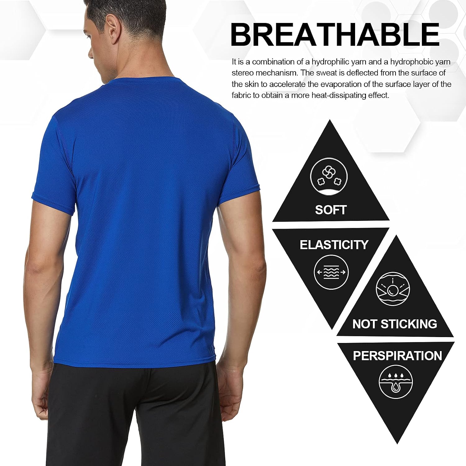 Thumbnail 4 de MEETWEE Sportshirt Herren Kurzarm Mesh