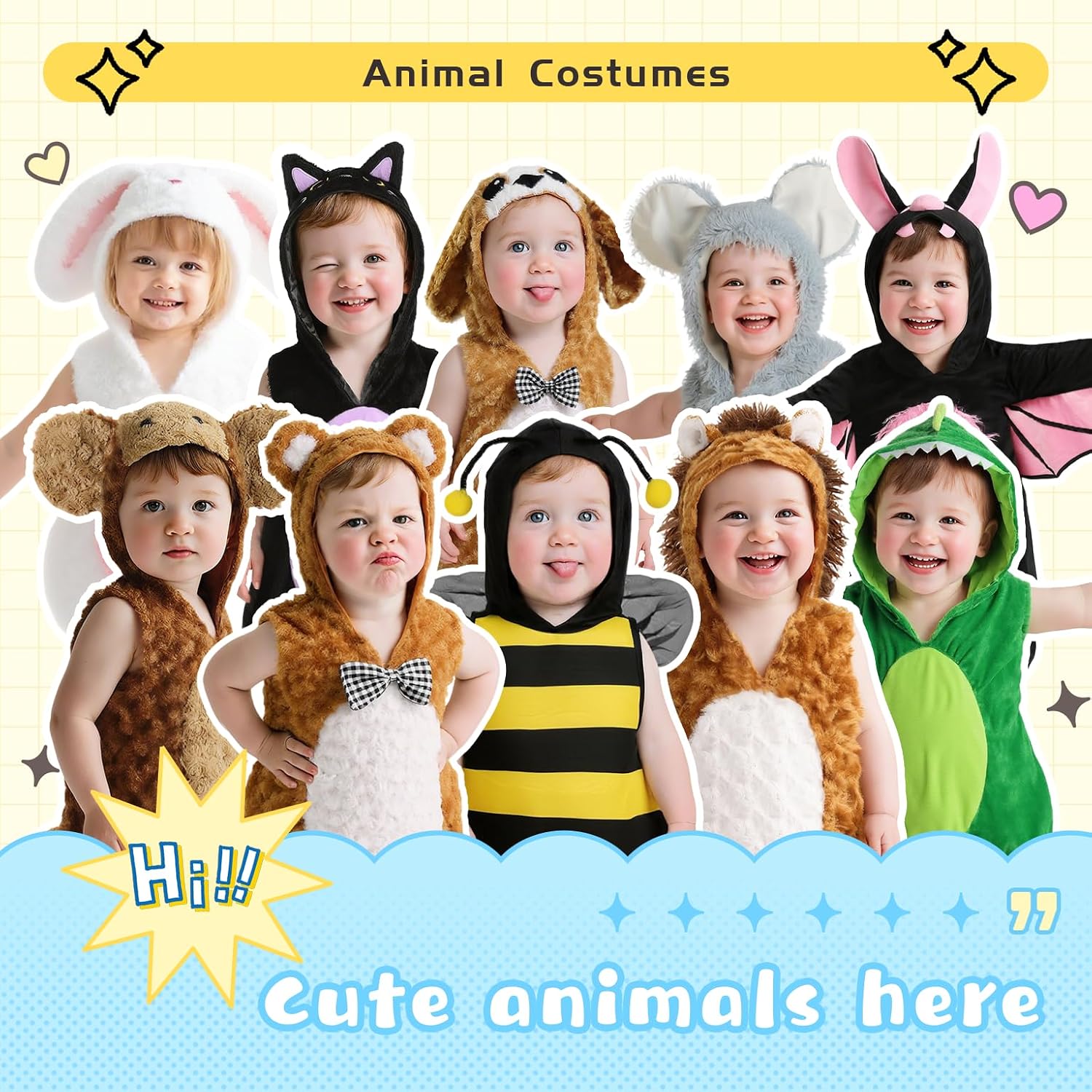 Detalle 2 de HOMELEX Baby Animal Costume Halloween Romper, Hooded One-Piece, 3-36M