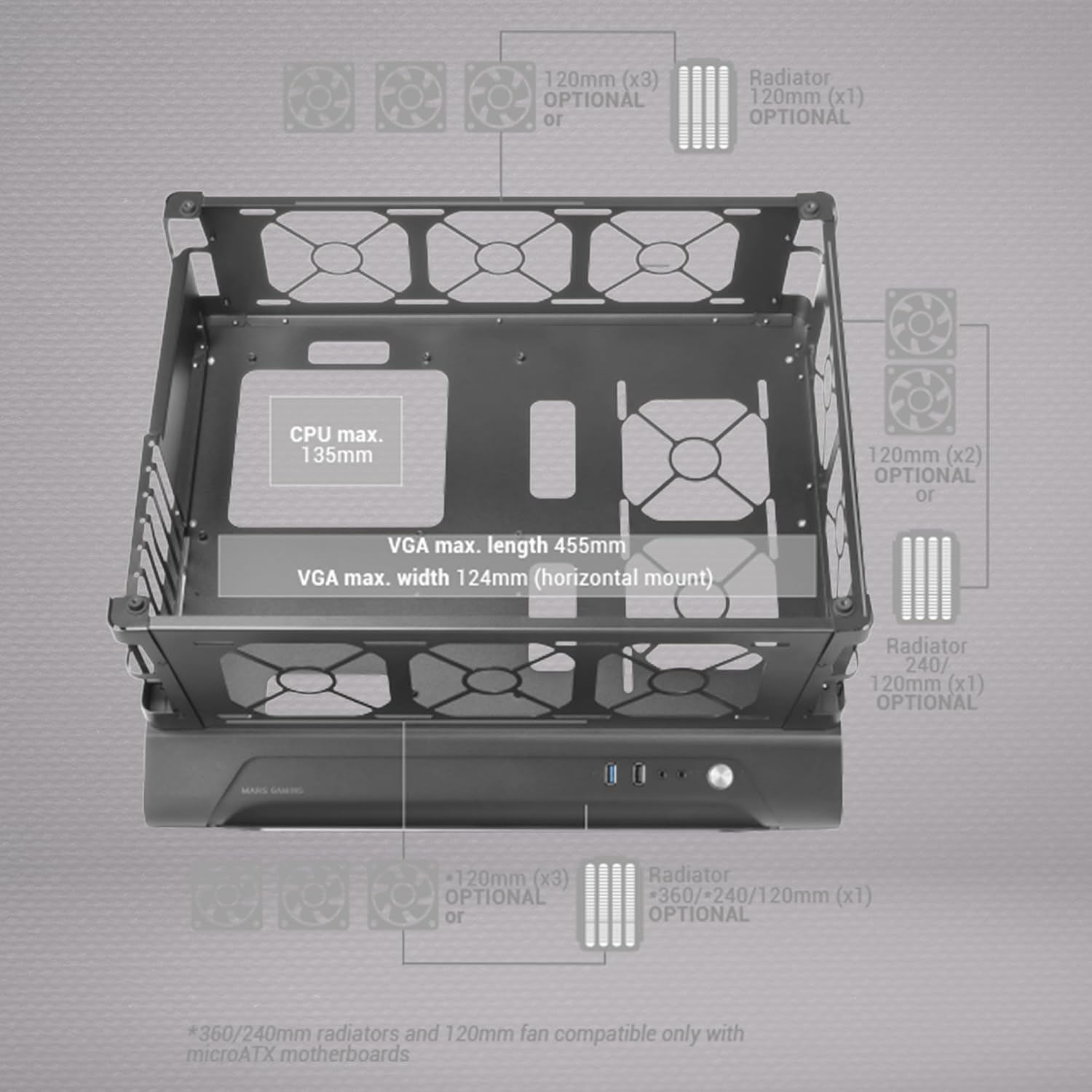 Thumbnail 5 de MARS GAMING MCB Case ATX XL modulabile Bianco