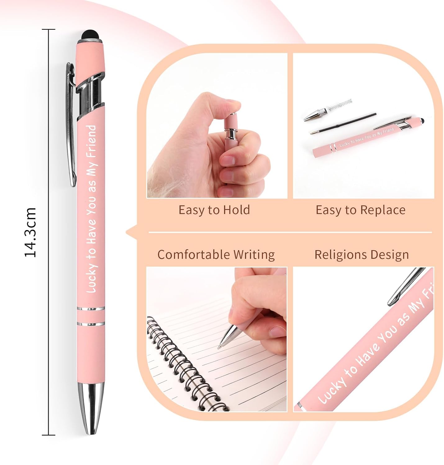 Detalle de GADITIEK Funny Best Friend Notebook, Pen & Keychain Set – “Good Friends Are Like Big Knickers”
