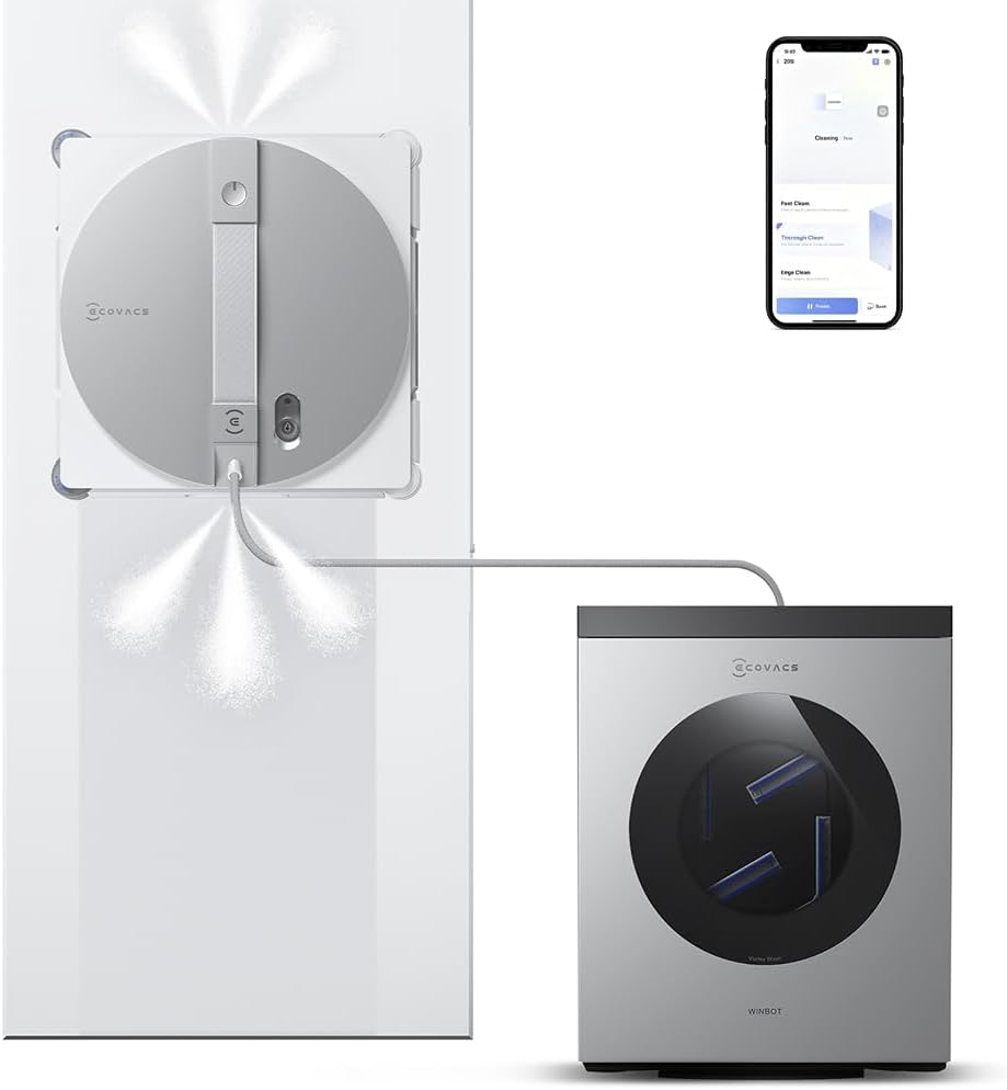 ECOVACS WINBOT W3 Omni robot window cleaner with auto-cleaning station and WIN-SLAM 5.0 navigation