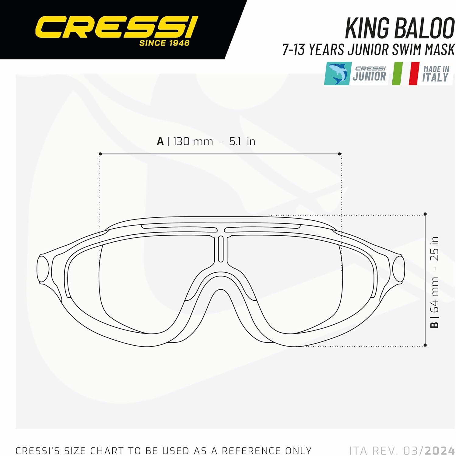 Detalle de Cressi Baloo King Goggles: Occhialini nuoto bambini con lente antiappannante e protezione UV, regolabili 7–15 anni