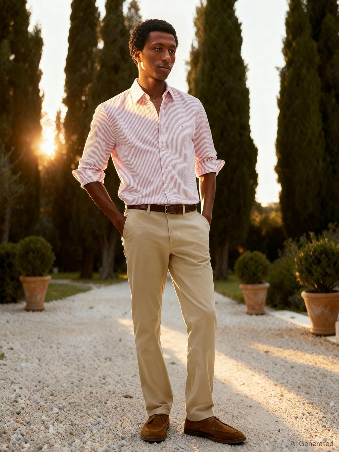 Detalle de Tommy Hilfiger Pantalon Homme Core Bleecker 1985 – Chino en coton Pima et élasthanne