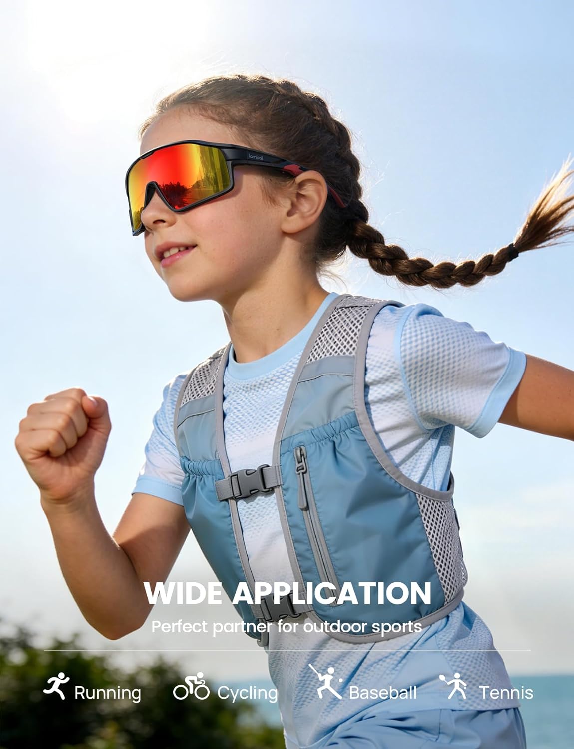 Detalle de Lamicall Kids Polarized Cycling Sunglasses (TR90, 22g) with UV400 Protection