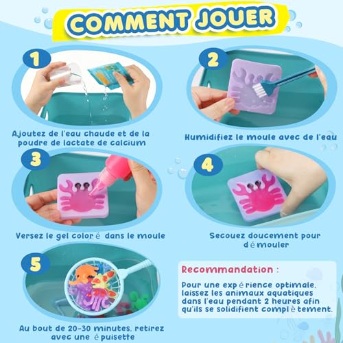 Detalle de URMYWO Magic Water Elf – Kit Créatif Enfant (20 gels + 24 moules) pour animaux marins magiques