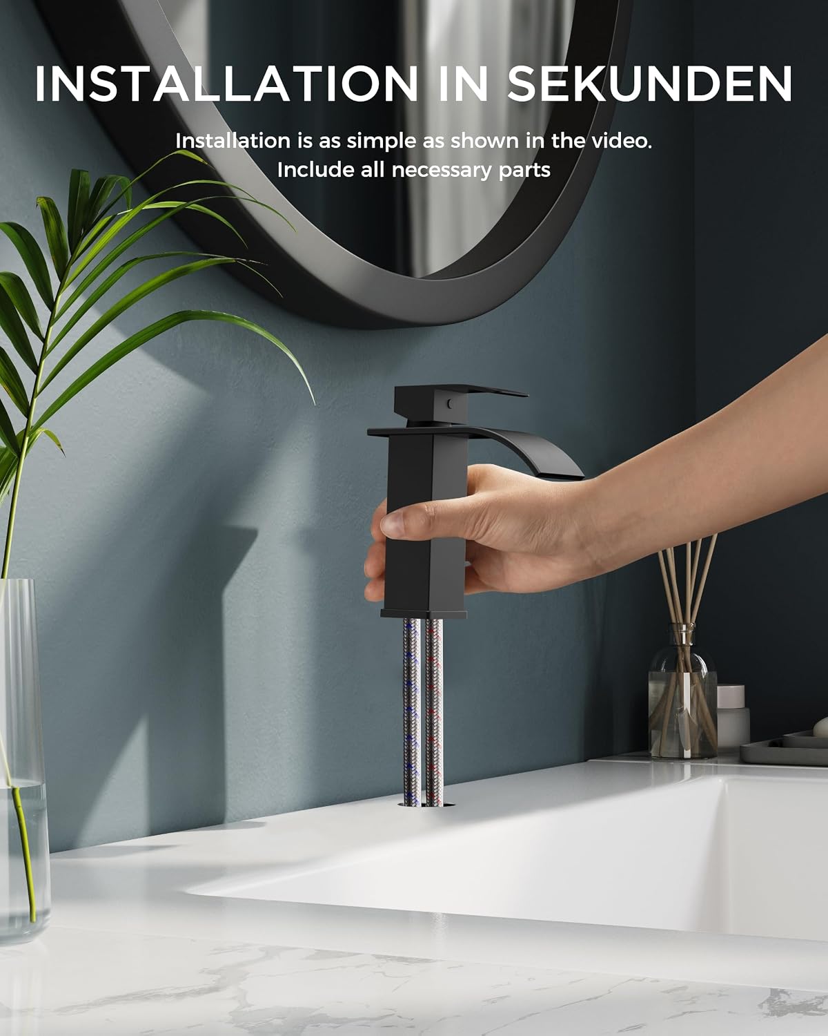 Thumbnail 3 de FORIOUS Wasserhahn Bad Schwarz 110 mm 🚰