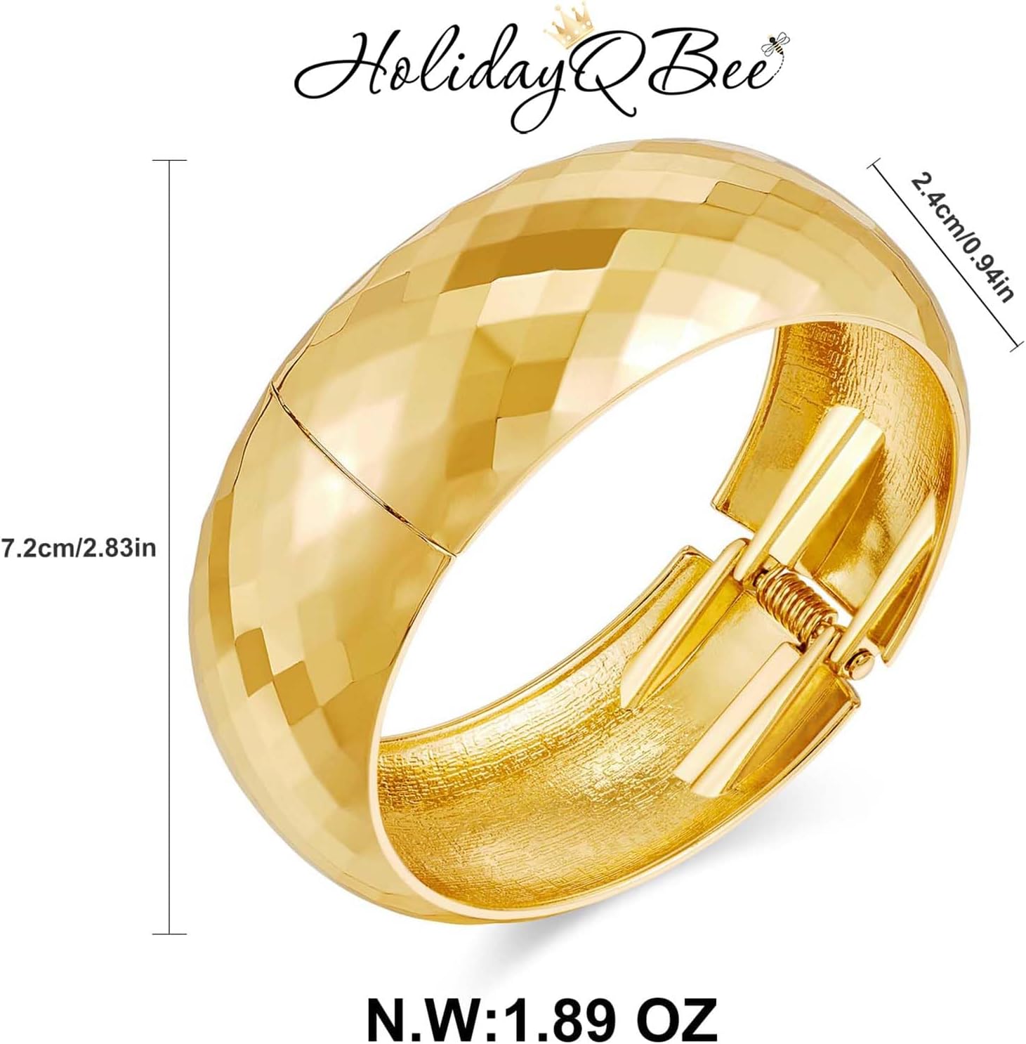Thumbnail 5 de HolidayQbee Damen Armreif „Gold/Silber“ mit Facettenschliff & Klappverschluss – breite Statement Manschette
